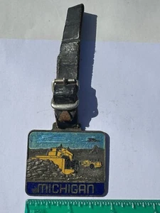 VINTAGE ANTIQUE POCKET WATCH FOB MICHIGAN SHOVELS CRANES BULLDOZERS EQUIPMENT - Picture 1 of 5