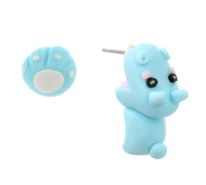 Hippo süßes Nilpferd Pfote Ohrstecker Ohrringe Tier Ohr Ohrschmuck Kinder blau - Bild 1 von 1