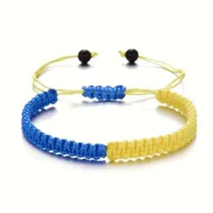 Bracciale/braccialetto intrecciato colori bandiera Ucraina NUOVO Slava Ukraini *venditore UK* - Foto 1 di 1