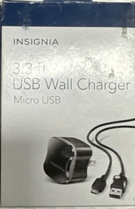 Insignia™ -3.3 FT Micro USB Wall Cable And Charger - Black- Model: NS-AC1U2M - Picture 1 of 3