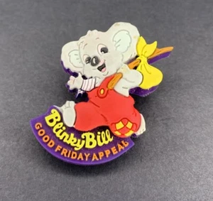 Vintage 1990’s Blinks Bill Pin Koala Cartoon Promo Rubber Lapel 1.5” - Picture 1 of 3