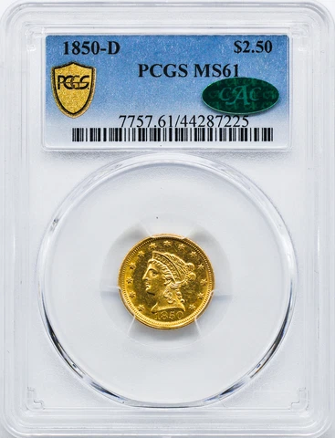1850-D LIBERTY HEAD $2.5 PCGS MS 61 Cover
