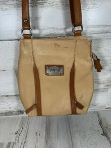VALENTINA CROSS & BODY SMALL BEIGE LEATHER HANDBAG ITALIA - Picture 1 of 14