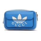 GUCCI Adidas Collaboration Crossbody Bag Leather Blue 722141