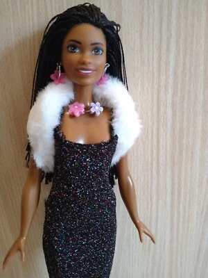 Barbie African American Doll with Braided Hair In a Black Dress + Accessories - Image 1 of 3