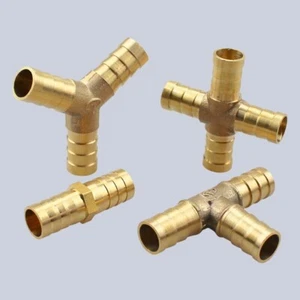Brass T Piece Y Piece 4 WAY Joiner Fuel Hose Joiner Tee Connector Air Water Gas - Picture 1 of 30