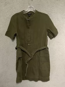 Banana Republic Women's Dress Petite Size 4P Green Wrap Tunic Adult Cotton - Picture 1 of 5