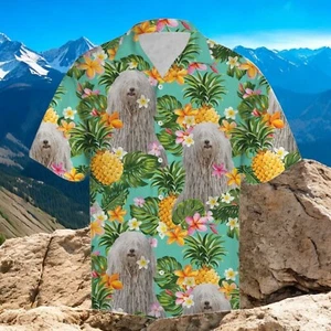 Pineapple Puli Hawaiian Shirt Summer Button Up - Picture 1 of 2