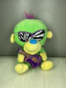 Kellytoy Rock ’n Roll Monkey 9" Plush Guitar Sunglasses Neon Green 2015 N014 - Foto 1 di 7