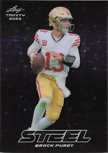 2023 LEAF TRINITY MEGA BOX BROCK PURDY 49ers PURPLE STEEL STARS & DOTS #/49π₯π - Picture 1 of 2