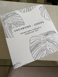 NEW Three Piece Ceramic Monstera Jewelry Set Vagabond Goods NIB PINK WHITE GREEN - Picture 1 of 3
