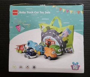 FREE ALASOU 7 Piece Baby Truck Car 4" Moving Toy Set w / Carrying Tote Bag NIB - Picture 1 of 5