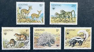 LESOTHO WWF WILDLIFE STAMPS 1977 MNH WILD ANIMALS BABOON PORCUPINE POLECAT FAUNA - Picture 1 of 1