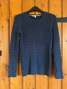 Crew Clothing Company navy cable knit jumper with metallic thread, Size 10 - Picture 1 of 4