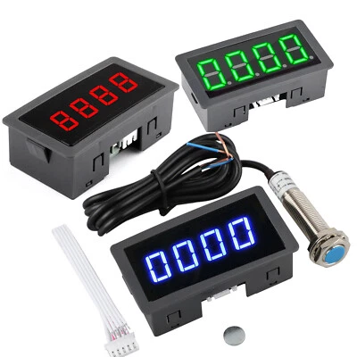 4 Digital LED Tachometer for Lathe & Conveyor Belt + Hall Sensor 8-24V
