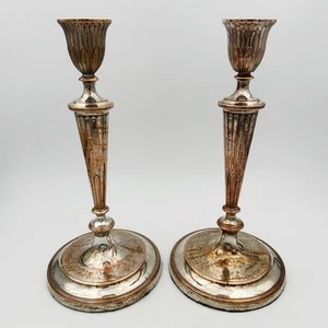 PAAR FACETTIERTE KERZENLEUCHTER ALT SHEFFIELD TELLER GEORGE III um 1790 10 1/2 cm - Bild 1 von 10