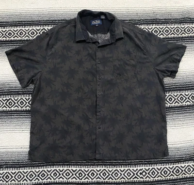 Nat Nast Hawaiian Shirt Men's 2XL Black Silk Blend Palm Tree Tropical Casual - Image 1 of 4