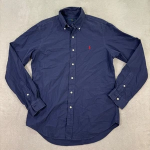 Camisa Ralph Lauren Para Hombres Mediana con Botones Azul Marino Logo de Poni Algodón Oxford Usada en Excelente Condición - Imagen 1 de 7