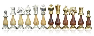 Italfama Brass & Wood Chess Pieces, Gold/Silver Plated, King 10cm, Handcrafted - Picture 1 of 1