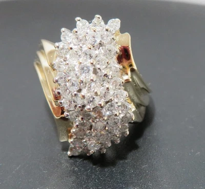 10K 2TONE LADIES DIAMOND CLUSTER RING 0.50 tcw SZ 7.25 7.21 grams (A21939-2) - Image 1 of 4