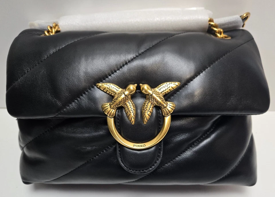 PINKO Classic Love Bag Puff Maxi Quilt - Negro - 17 x 11 x 26 cm (2428 W2) - Imagen 1 de 4