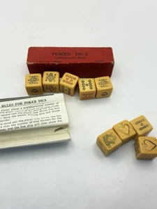 Vintage 5 Poker Dice By K&C Ltd London in Original Box + Instructions + 4 Spare - Picture 1 of 10