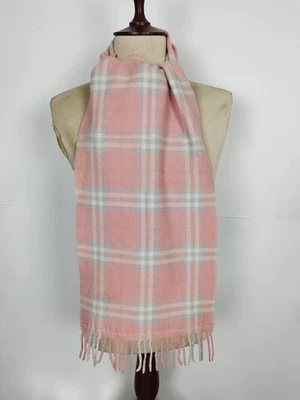 Burberry genuine vintage Nova check Pink 100% Lambswool winter Scarf Scarves — 第 1/4 张图片