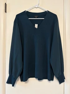 Talbots Damen Plus L/S Poet Ärmel V-Ausschnitt Pullover Pulli Oberteil 2X türkis neu mit Etikett - Bild 1 von 9