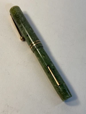 Pluma Estilográfica Palanca Sheaffer Tapa Punto Blanco Mármol Jade Musgo Vida Plumín Necesita Saco Foto 1 de 4