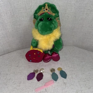 1996 Barney The Dinosaur Baby Bop Princess Plush Brush Purse Crown Earrings RARE - Picture 1 of 12