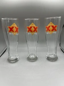 Bicchieri alti vintage birra Dos Equis XX Cerveza 3 gialli e rossi - Foto 1 di 3