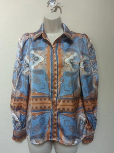 Joie Boho Hippie Blouse Sz XS Long Sleeve Paisley Button Up - Picture 1 of 11