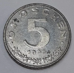 Österreich 5 Groschen Zink Münze 1966 Stempelglanz mit Flecken - Bild 1 von 2