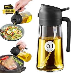 Olive Oil Dispenser, 2 in 1 Oil Sprayer for Cooking, 16Oz/470Ml Glass Oil Spray - Picture 1 of 9