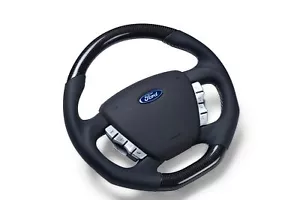 Retro Ford/FPV FG Falcon Steering Wheel B/Leather W/Stitching Carbon Flat Bottom - Picture 1 of 8