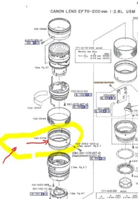 NON-IS Manual Focusing Ring Parts, Canon EF 70-200mm F/2.8 L USM Lens YA-2038 - Image 1 of 2