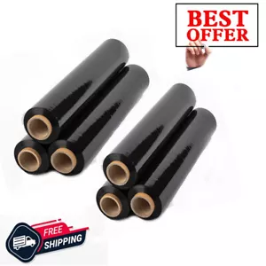 18 X STRONG ROLLS BLACK PALLET STRETCH SHRINK WRAP PARCEL PACKING CLING FILM - Picture 1 of 7