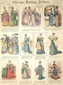 1929 Victorian Ladies Dame Fashion Through the Ages Chicago Sunday Tribune Repro - Picture 1 of 4