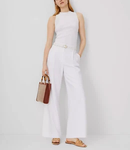 Ann Taylor Women's $139 The Pleated Wide-Leg Pant in White size 2 - Picture 1 of 8