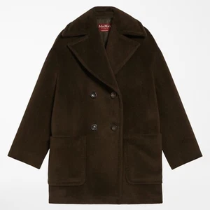 Max Mara STUDIO Gelada Wool Pea Coat in Kaki Brown Size IT 42 / US 8 - Picture 1 of 4