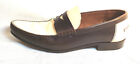 Prada Men Penny Loafers slipon US 8 1/2/EU 7.5D 2tone Beige/Brown solid leather 