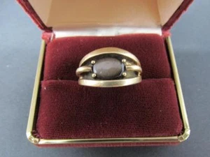 14k Solid Yellow Gold Black Star Sapphire Men's Ring With Shadow Box Setting 10g - Picture 1 of 12