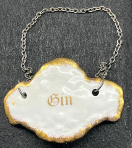 GIN DECANTER LABEL AYNSLEY CHINA GILT EDGED AGE WORN - Picture 1 of 7