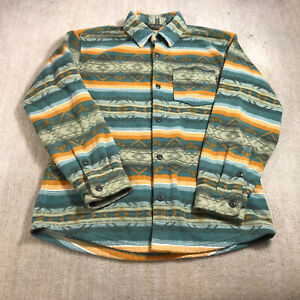 Eddie Bauer Shirt Mens Medium Button Up Microfleece Southwestern Aztec Casual