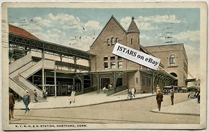 1917 HARTFORD, CT, NYNH&H RAILWAY RAILROAD PERSONENBAHNHOF DEPOT POSTKARTE - Bild 1 von 2