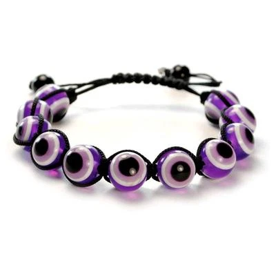 PULSERA CUENTAS MAL OJO 12mm Estilo Shamballa Buena Suerte Protección NUEVO Ajustable Foto 1 de 3