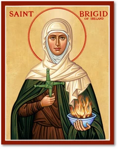 Icono de madera grande de 11"" x 14"" de Santa Brígida de Irlanda - Imagen 1 de 2