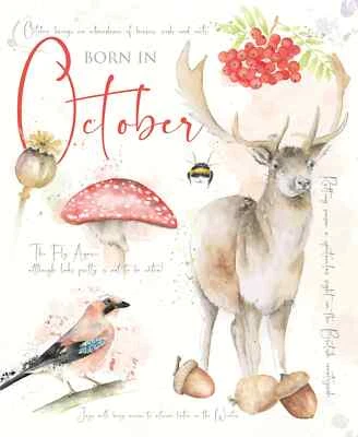 CHERRY ORCHARD PUBLISHING Born In October Open Birthday Card - Foil - Premium Quality - Cherry Orchard