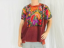 Chichicastenango Floreale Guatemalteco Huipil. Tessuto a Mano & Hand-Embroidered