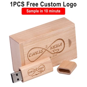 64GB USB 2.0 Flash Drive mit Holz Geschenkbox Gratis Logo Echte Kapazität Garantiert - Bild 1 von 16